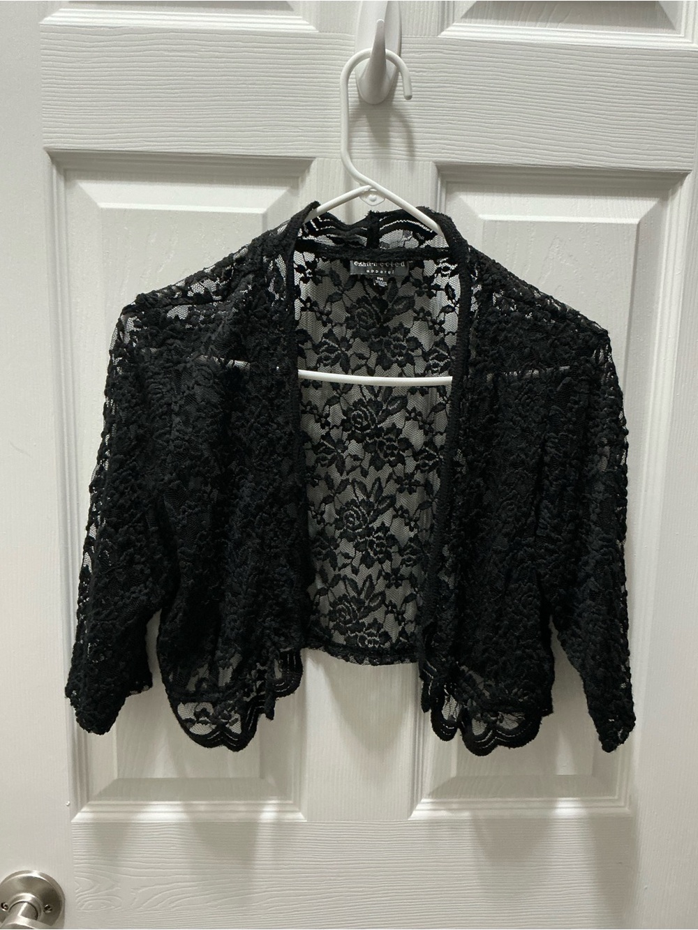 connected apparel Black Floral Lace Bolero Shrug